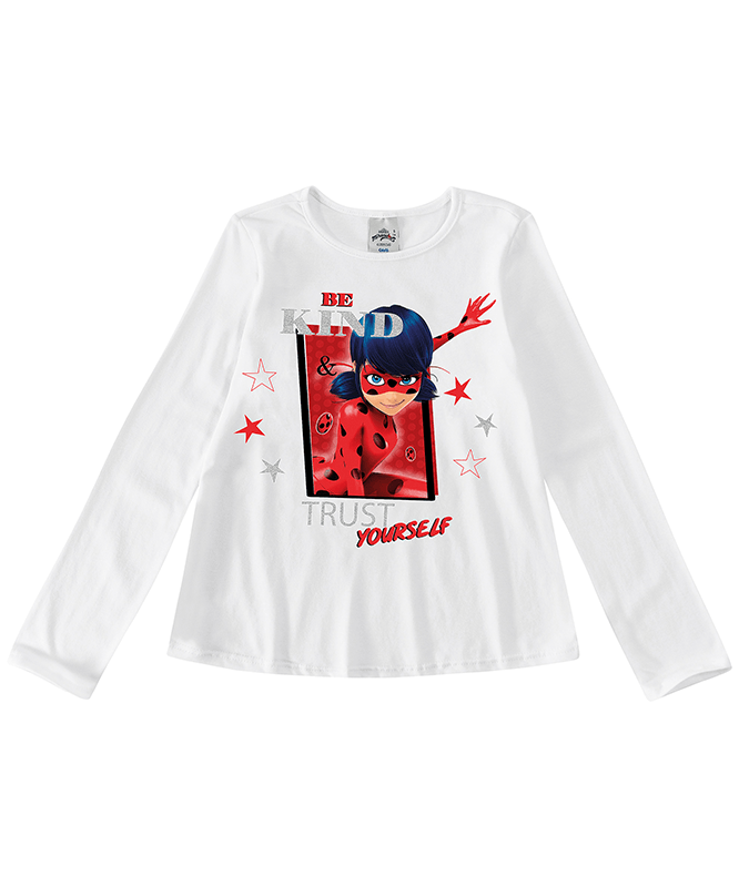 Camiseta Infantil Estampa Ladybug Miraculous Tam 4 a 10