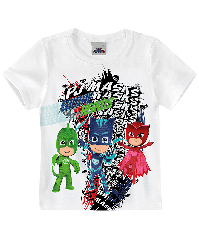 Idealmente Puntualidad Túnica Camiseta Infantil Menino com Estampa Equipe de Heróis Pj Masks ® 1/3 -  1000060755 - Ascona
