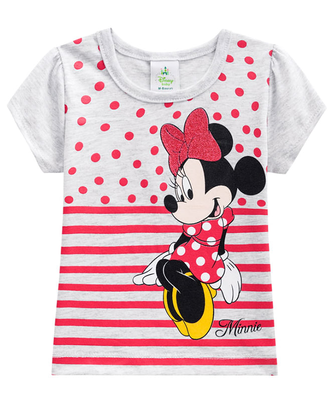 Blusa Brandili Bebê Menina Verão com Estampa Minnie ® Poá P/G