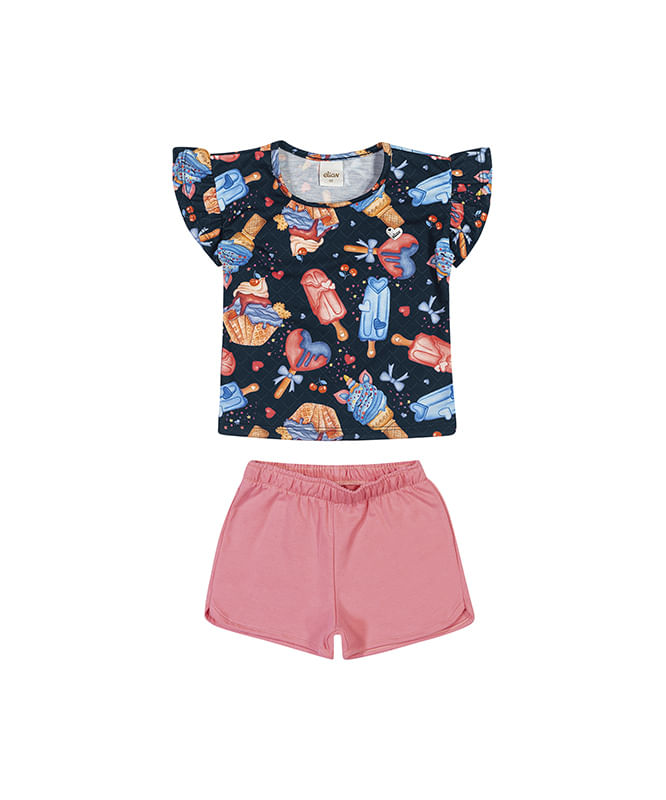 Conjunto Infantil Menina com Estampa Sorvetinho 1/3 - 111101 - Ascona