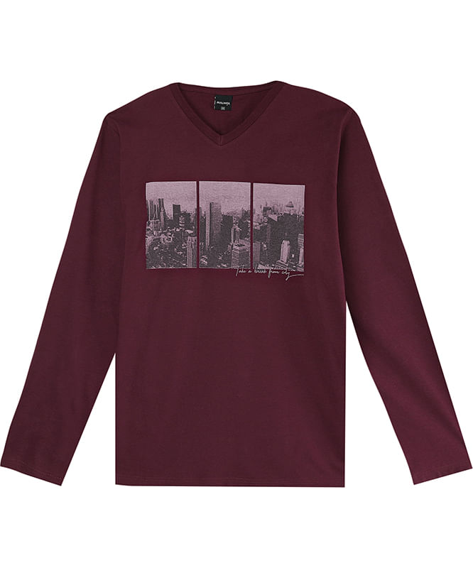 ■まい Camiseta Malwee Adulto Masculina Com Estampa Sortida Meia Estação