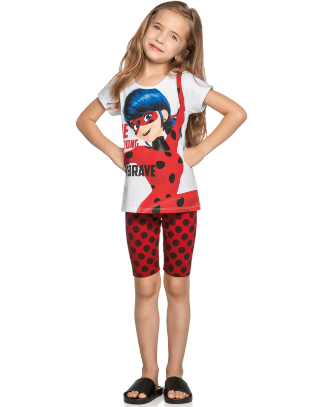 Camiseta Infantil Estampa Ladybug Miraculous Tam 4 a 10