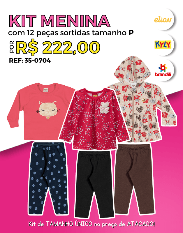 Kit 12 Pe as Avulsas Inverno Atacado Menina Tamanho P Elian