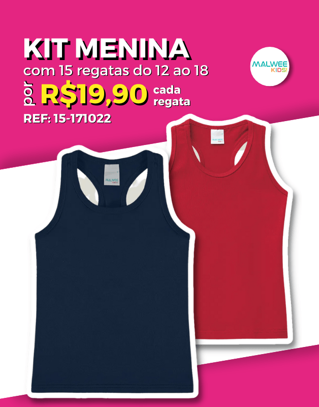 Kit 10 Blusa/Regata Atacado Revenda Juvenil Menina Verão Malwee Kids 10/18  - 193-301023 - Ascona