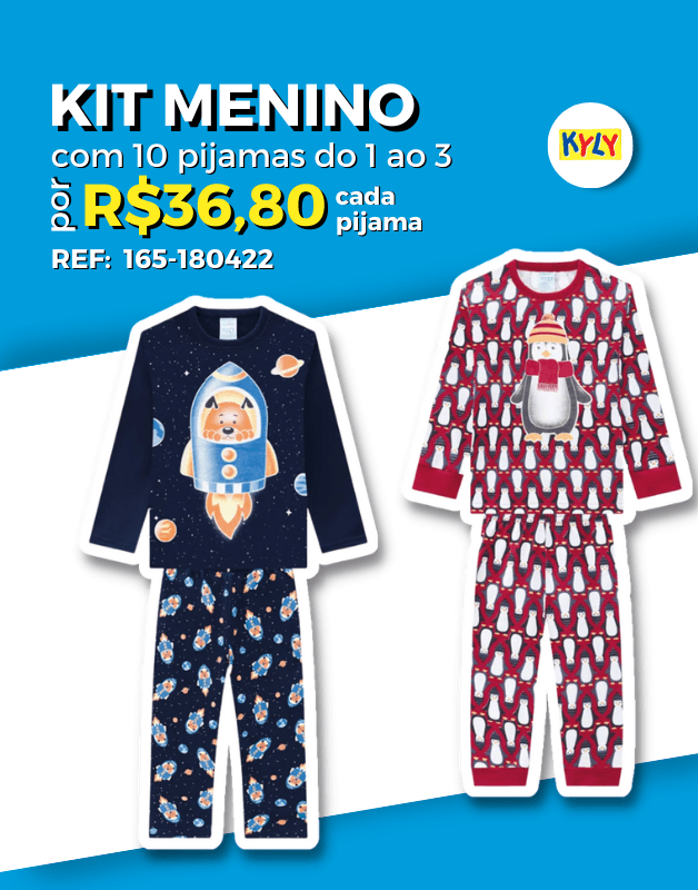 Kit 10 Pijamas Longo Masculino Infantil Inverno Atacado