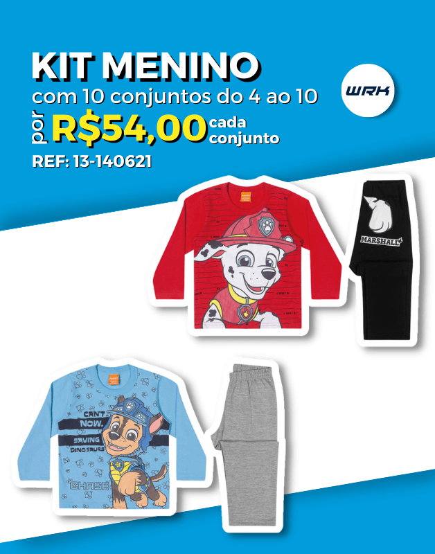 Kit 10 Conjuntos de Inverno Atacado Revenda Infantil Menino WRK 4/10 -  13-140621 - Ascona