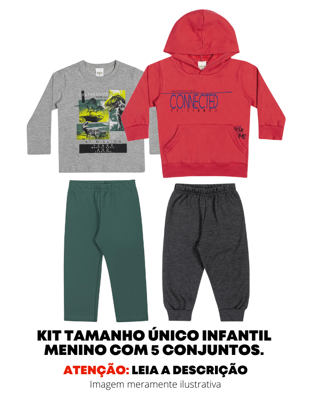 Kit 5 Conjuntos de Moletom e Meia Estação Atacado Infantil Menino