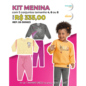 Kit 5 Conjuntos de Moletom Inverno Atacado Infantil Menina Tamanho