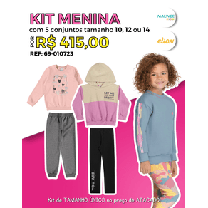 Kit 5 Conjuntos de Moletom Inverno Atacado Juvenil Menina Tamanho Único 10, 12  ou 14 Malwee Kids e Elian - 69-010723 - Ascona