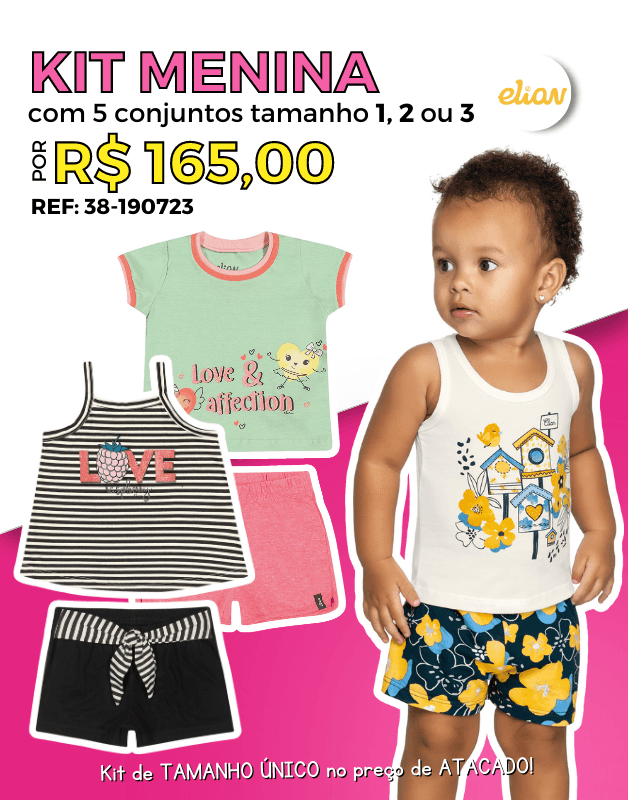 Kit 5 Conjuntos de Ver o Atacado Infantil Menina Tamanho nico 1