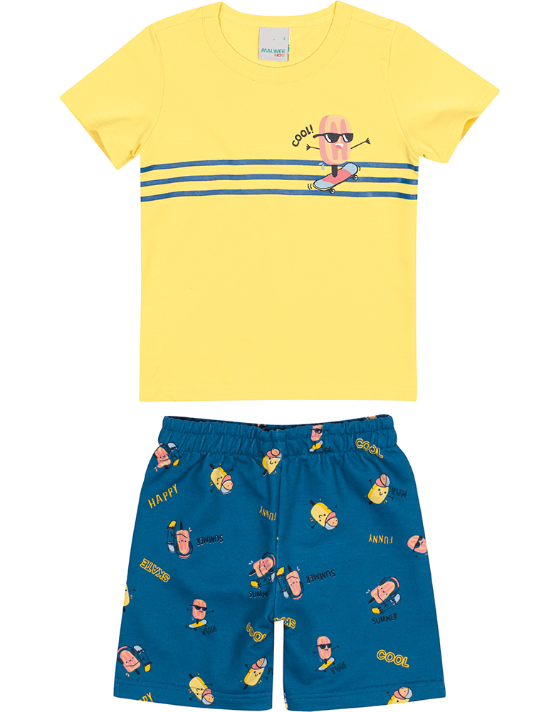 Conjunto Malwee Kids Bebê Menino Verão com Estampa Picolé