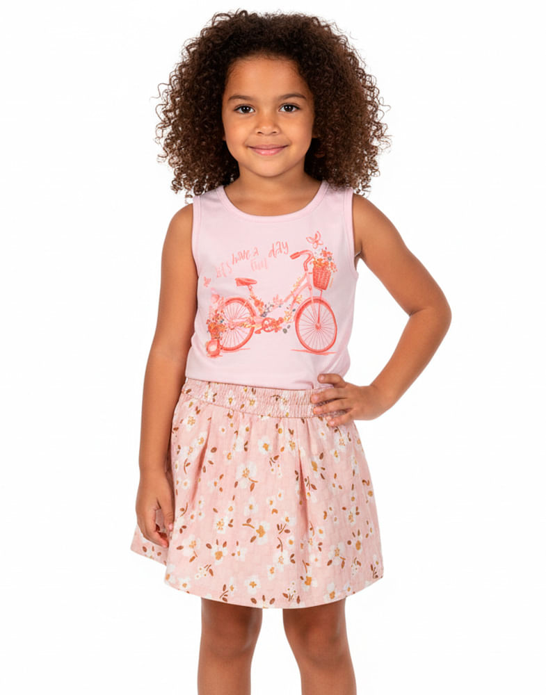 Conjunto Elian Infantil Menina Verão com Estampa Floral e Bicicleta 4/8 ...