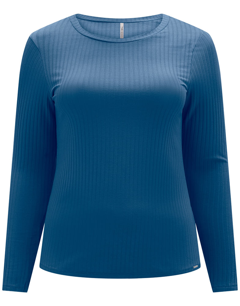 Blusa Lunender Plus Size Feminina Meia Estação Malha Canelada PP