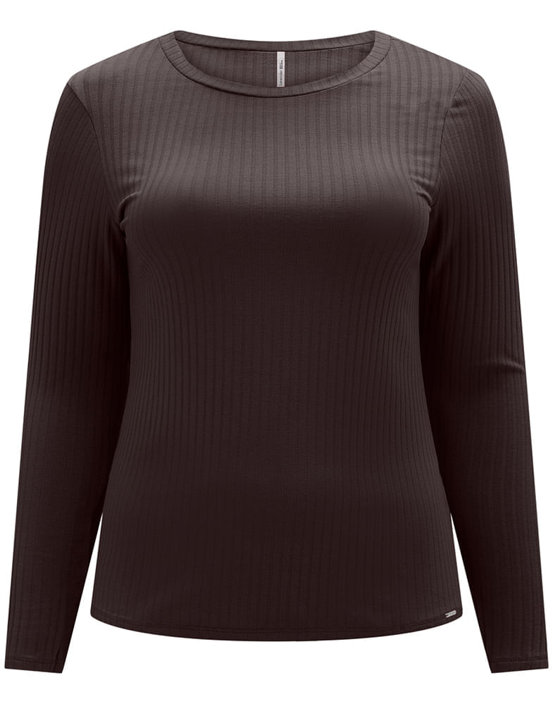 Blusa Lunender Plus Size Feminina Meia Estação Malha Canelada PP